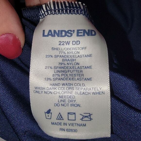 Lands' End Nwt Navy Blue Polka Dot Swimsuit Tankini Top Size 22W DD - Picture 8 of 9